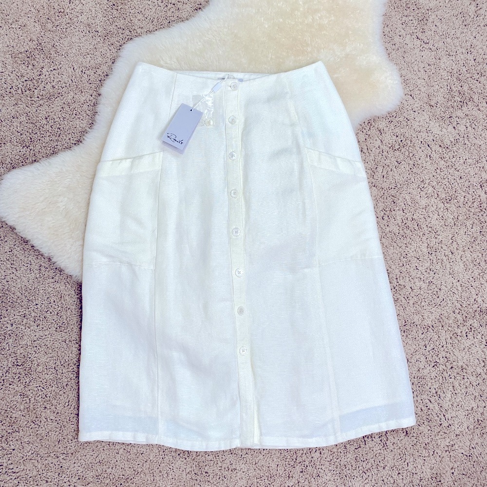 New Rails Freya Linen Blend Button Front Skirt S